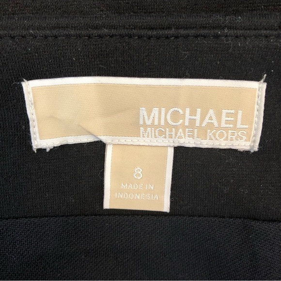 MICHAEL KORS Black Fully-lined Contour Skirt with Gold Zippers & MK pulls - Sz 8 - Picture 7 of 9